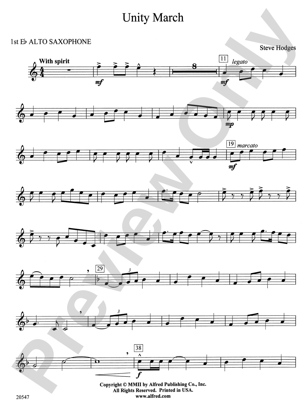 Unity March: E-flat Alto Saxophone
