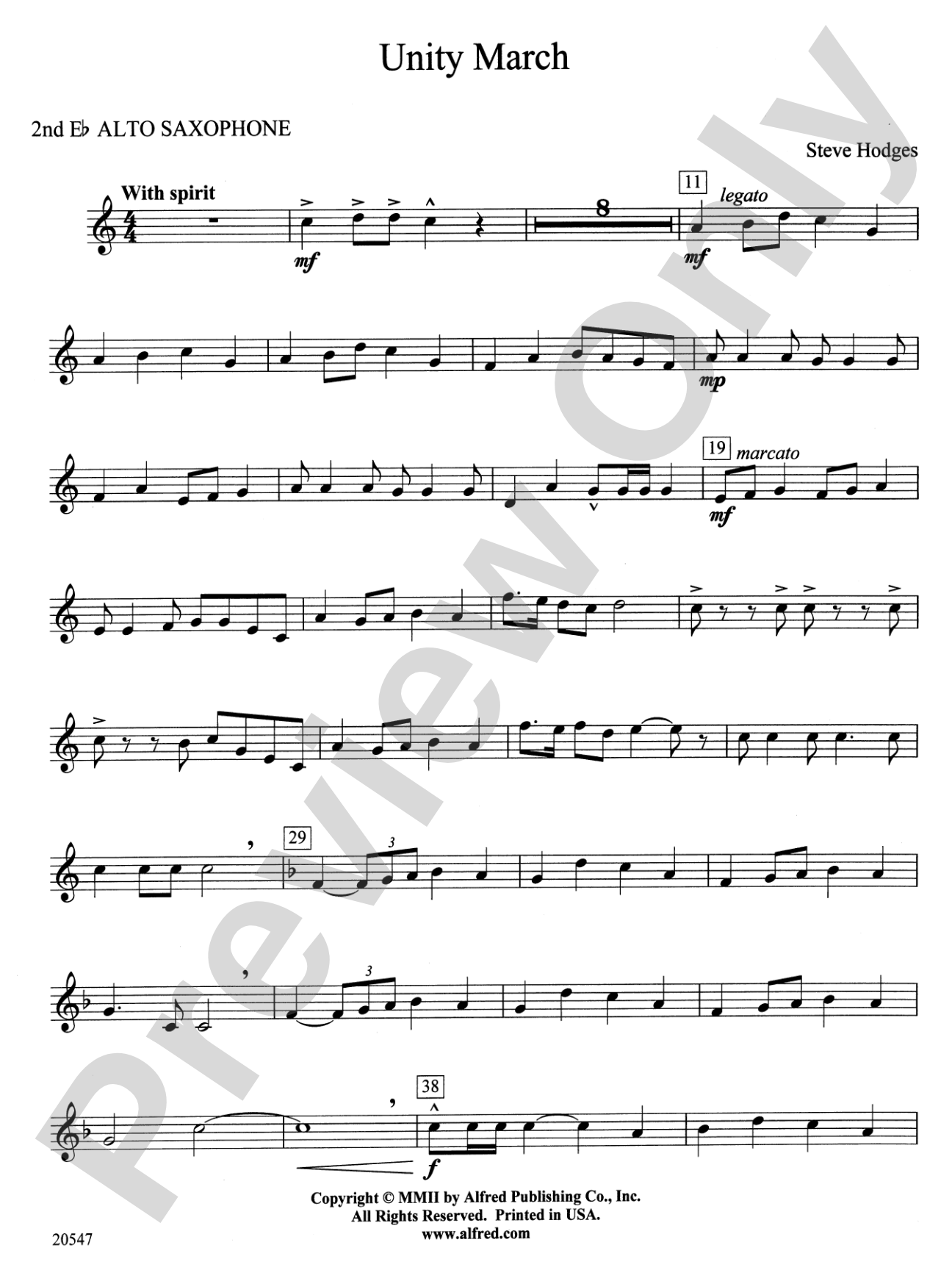 Unity March: 2nd E-flat Alto Saxophone