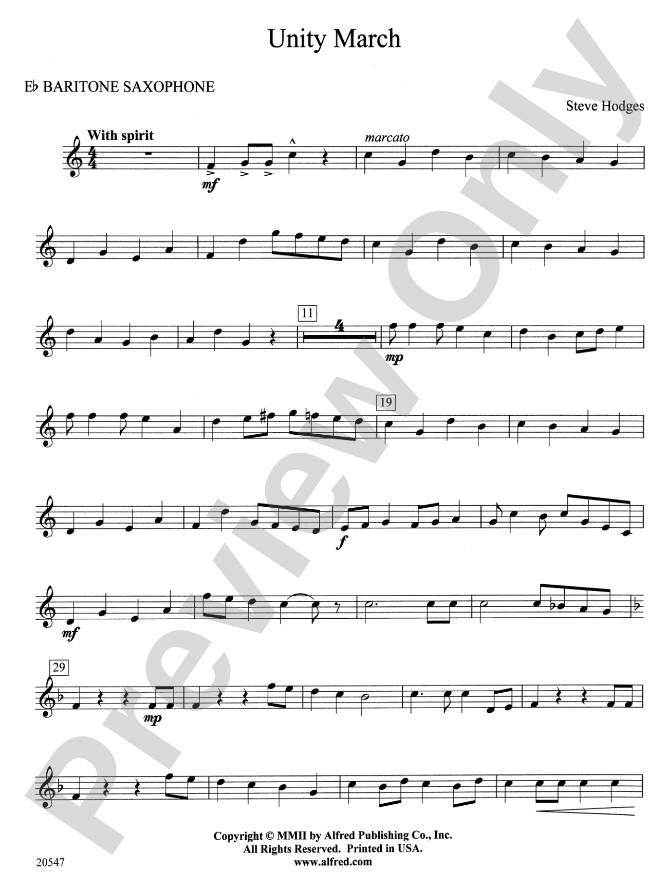 Unity March: E-flat Baritone Saxophone