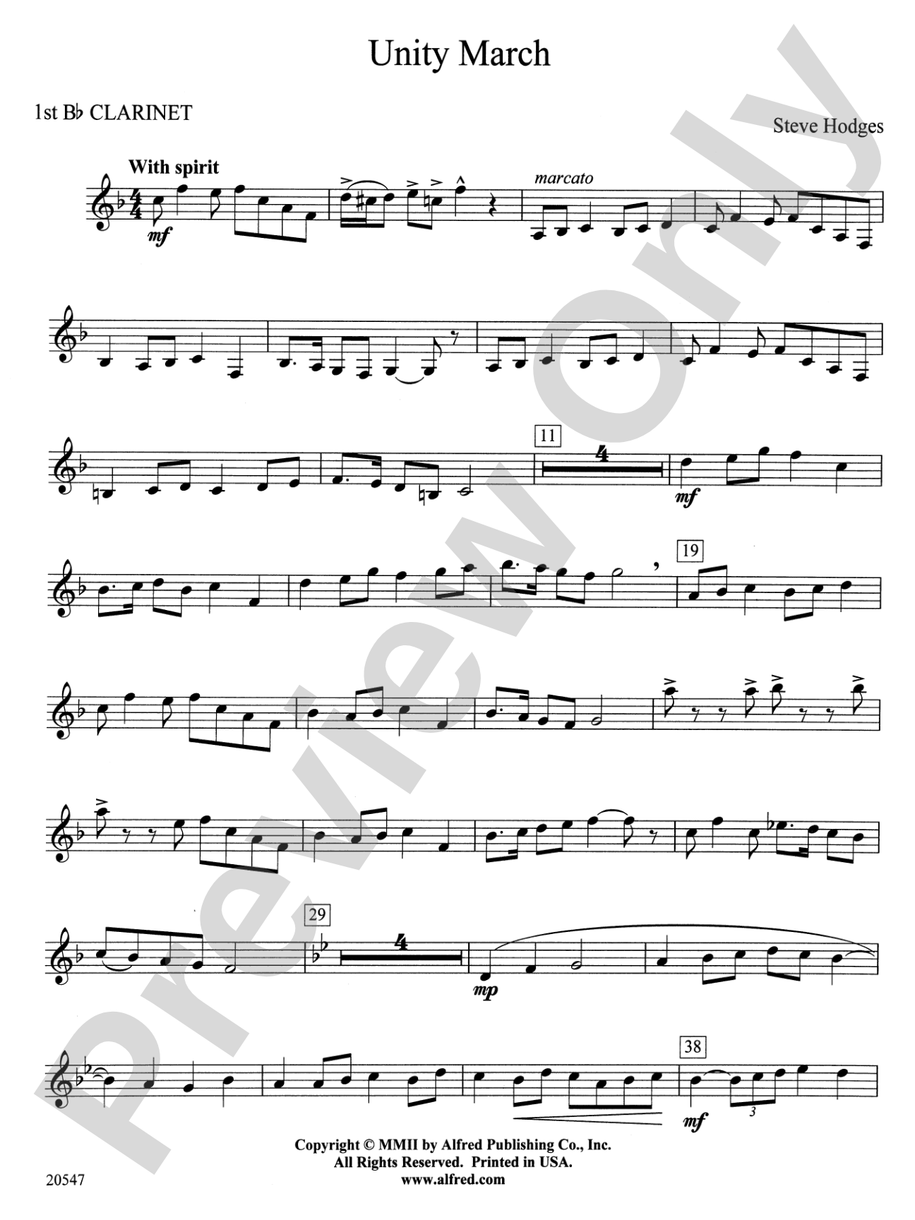 Unity March: 1st B-flat Clarinet