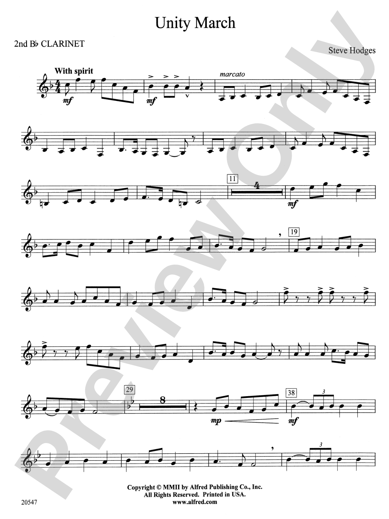 Unity March: 2nd B-flat Clarinet