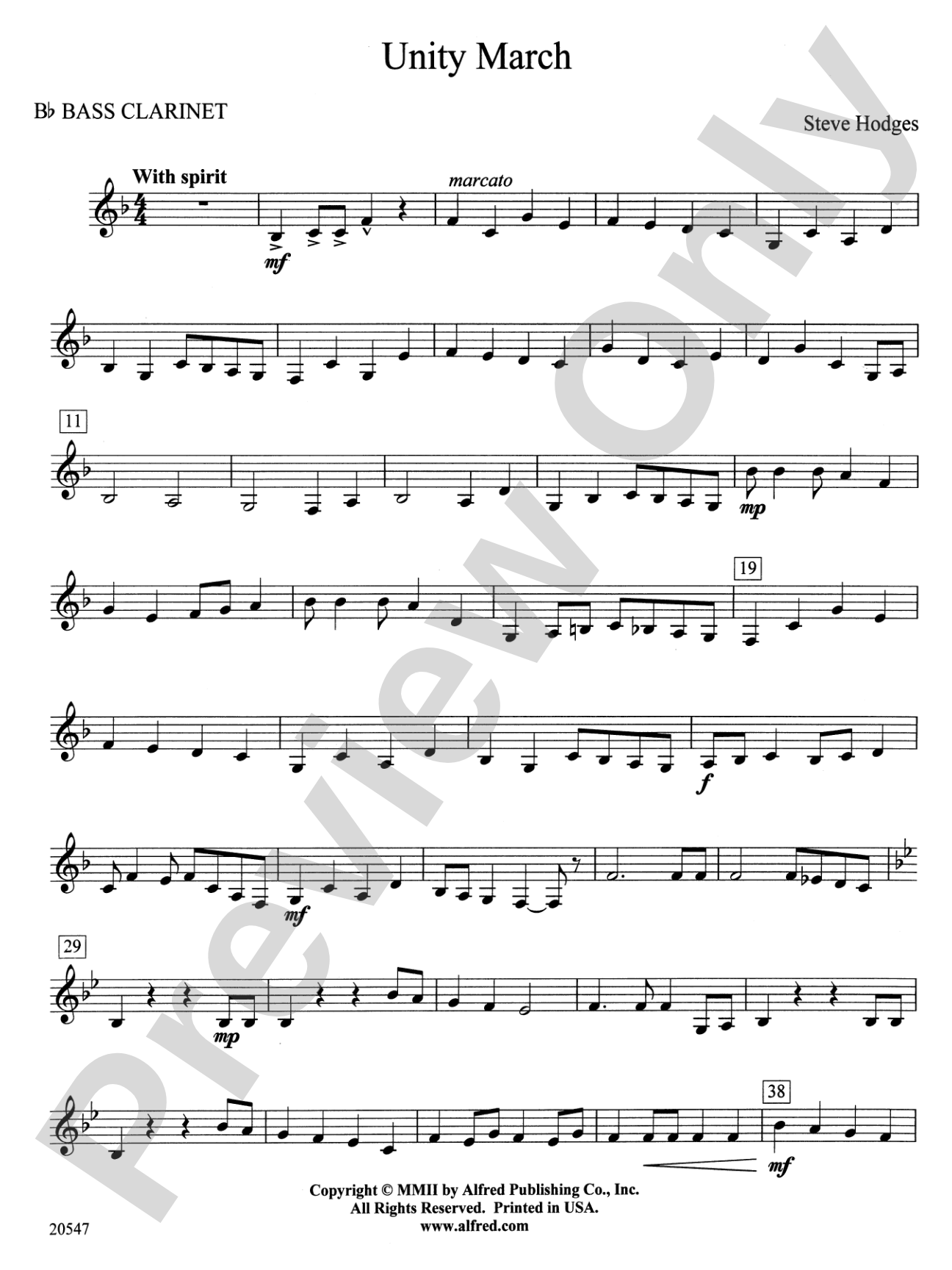Unity March: B-flat Bass Clarinet