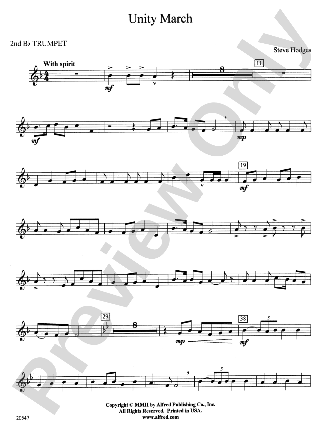 Unity March: 2nd B-flat Trumpet