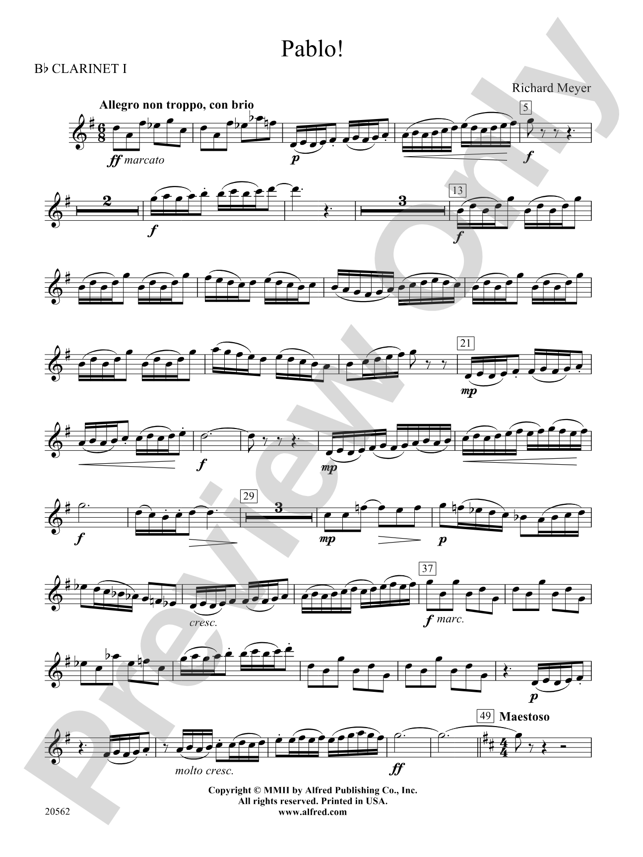 Pablo!: 1st B-flat Clarinet