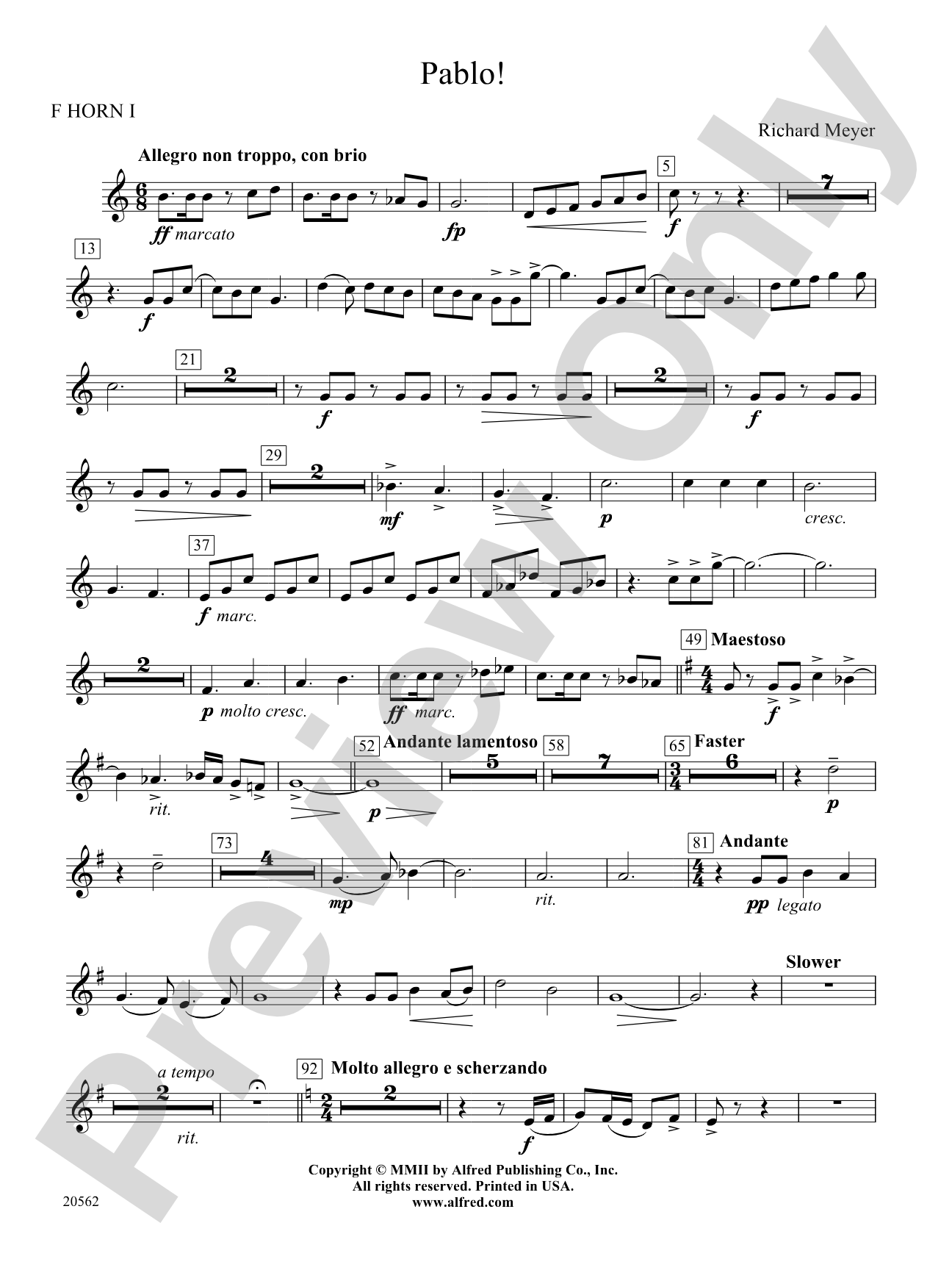 Pablo!: 1st F Horn