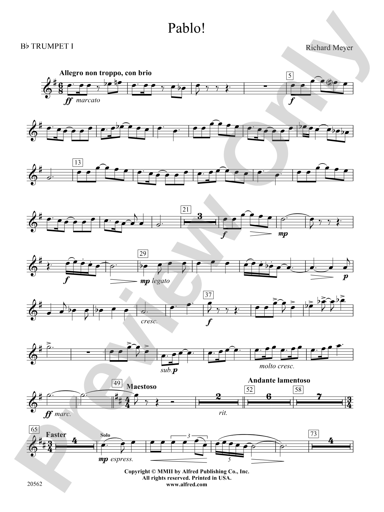 Pablo!: 1st B-flat Trumpet