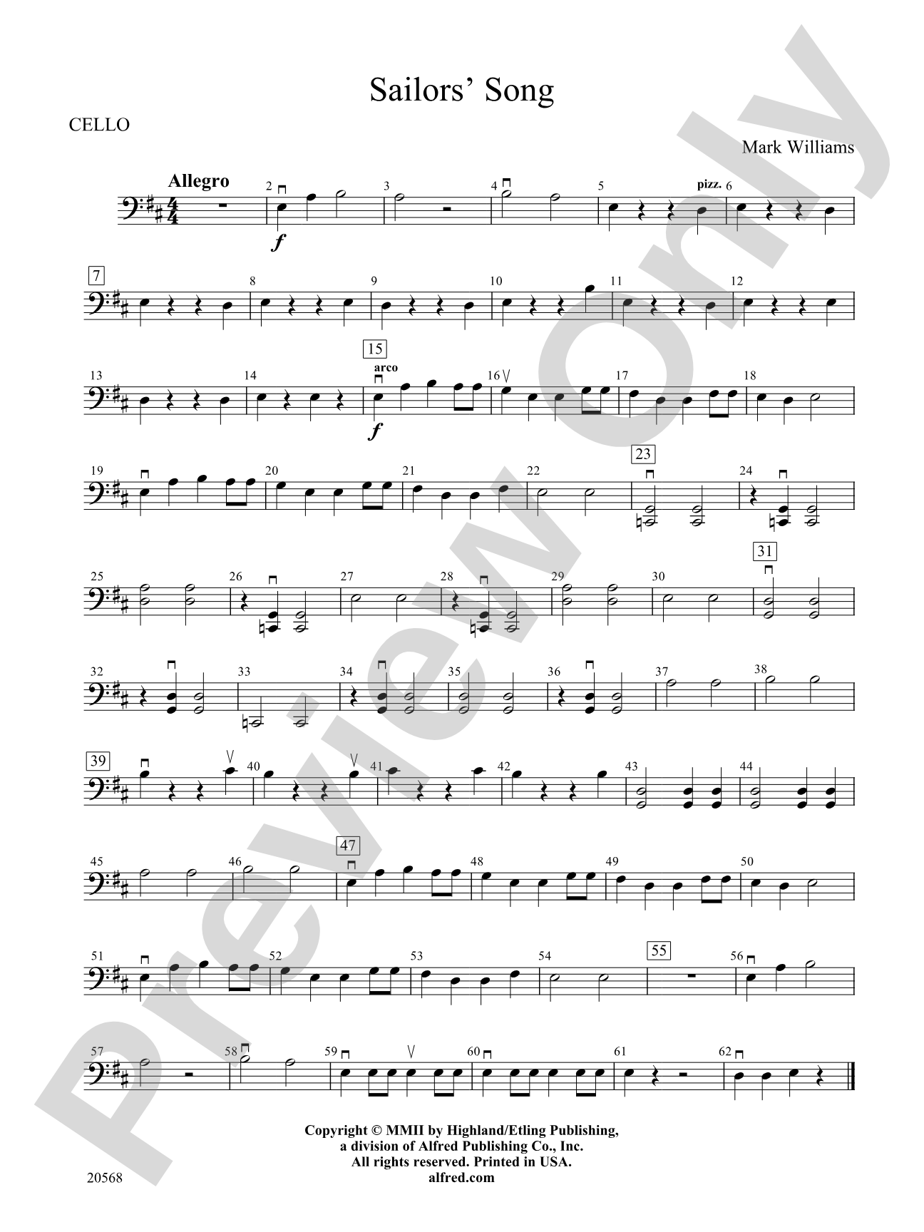 Sailor's Song: Cello