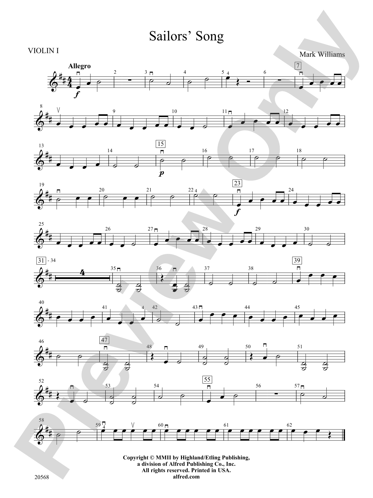 Sailor's Song: 1st Violin