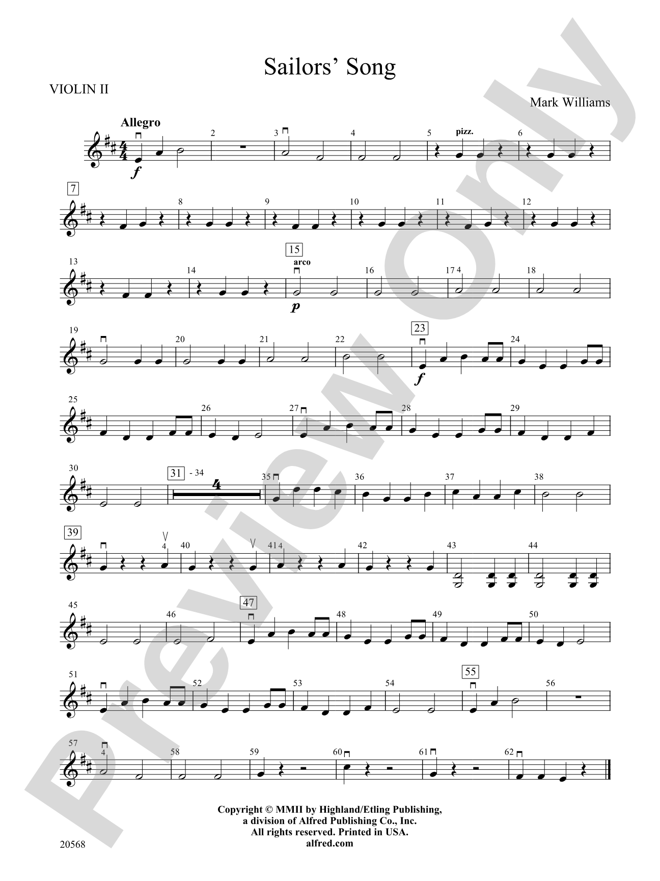 Sailor's Song: 2nd Violin