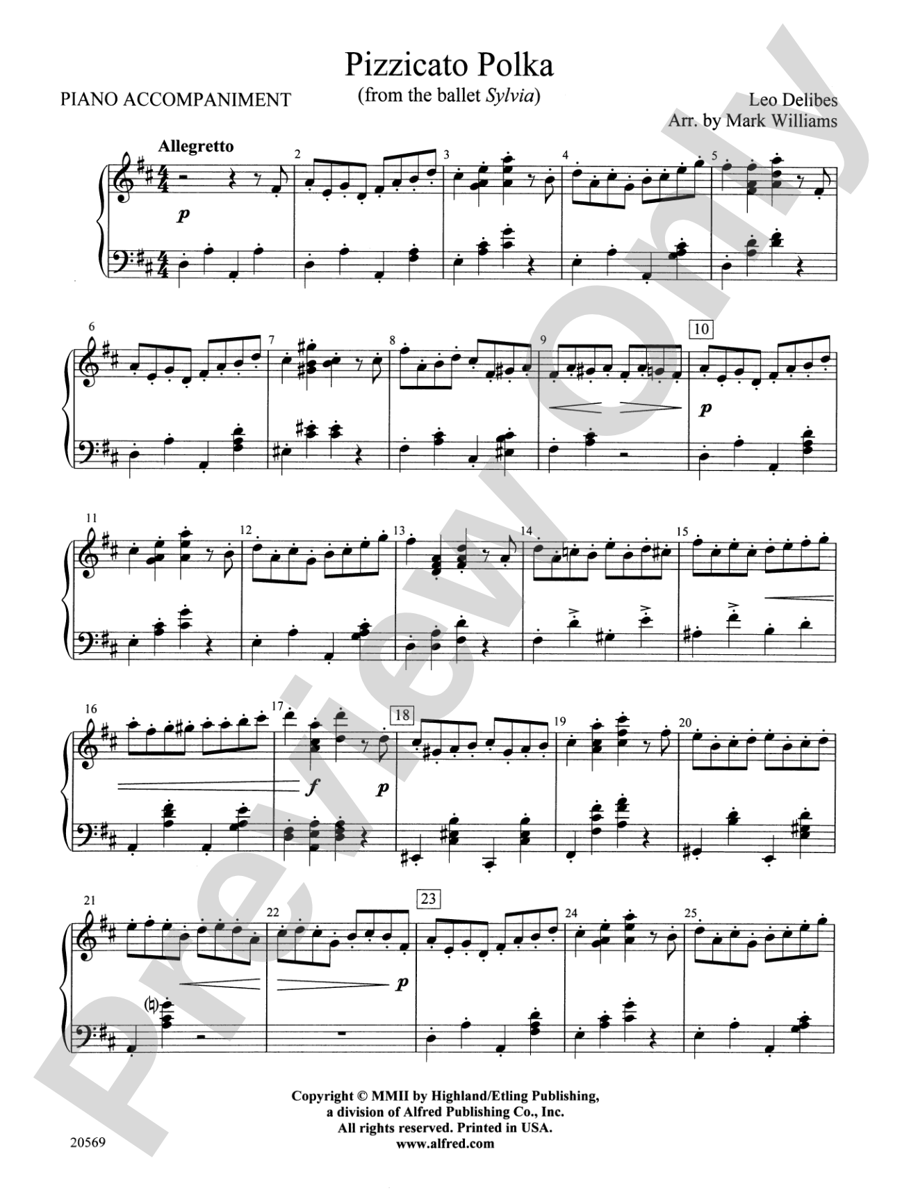 Pizzicato Polka (from the ballet Sylvia): Piano Accompaniment