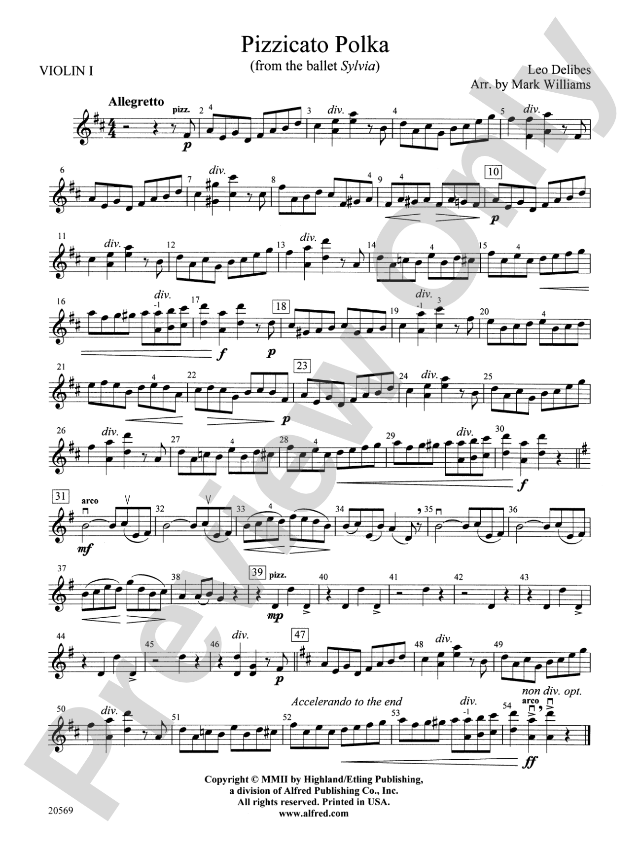 Pizzicato Polka (from the ballet Sylvia): 1st Violin