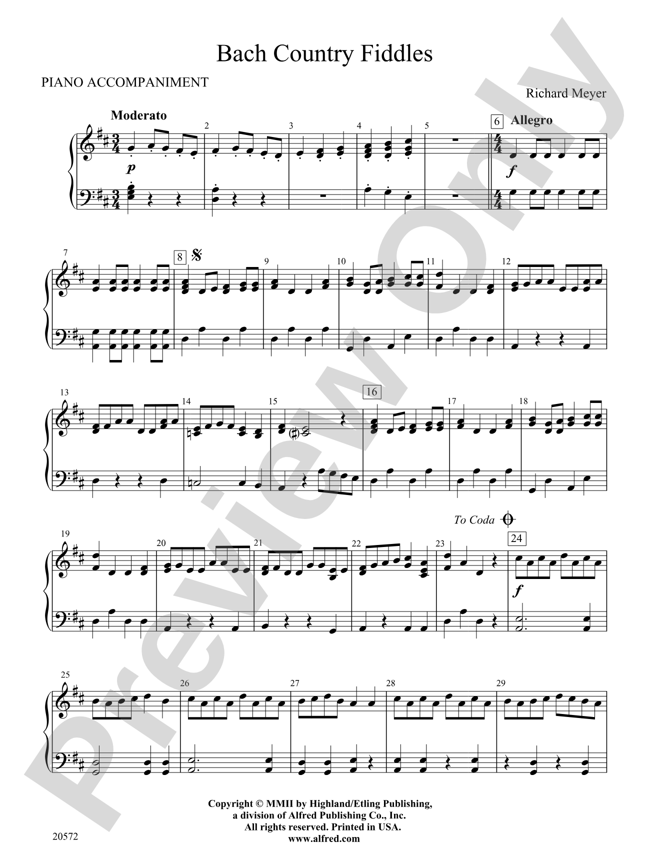 Bach Country Fiddles: Piano Accompaniment