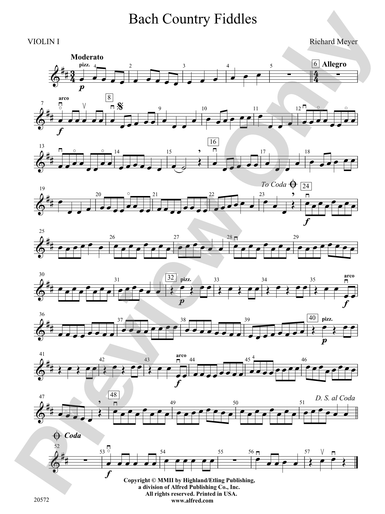 Bach Country Fiddles: 1st Violin