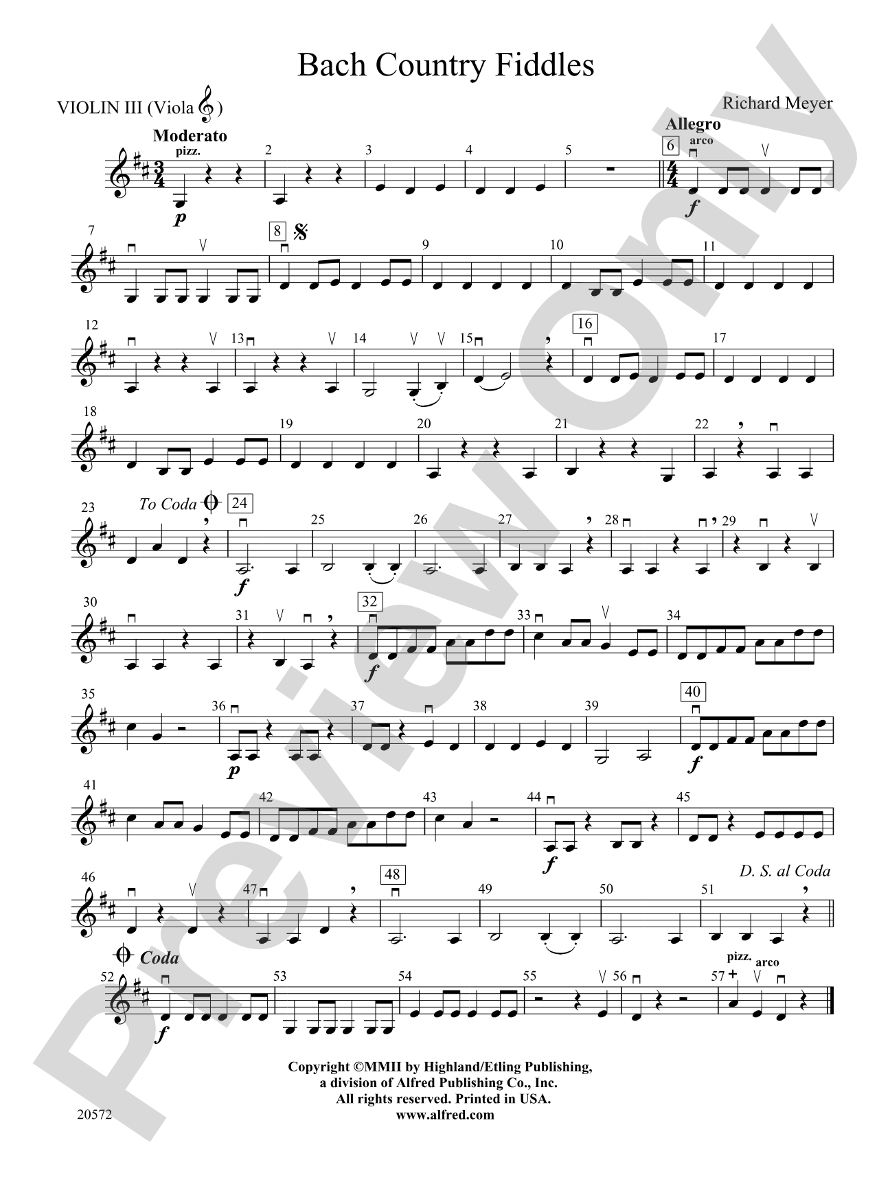 Bach Country Fiddles: 3rd Violin (Viola [TC])