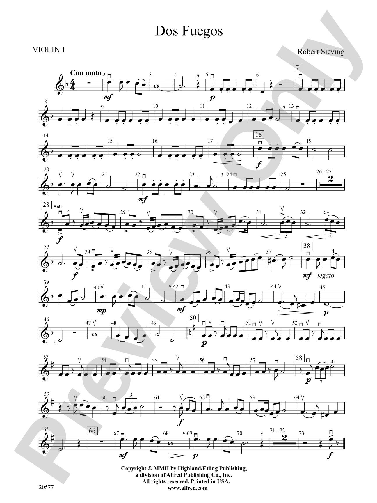 Dos Fuegos: 1st Violin