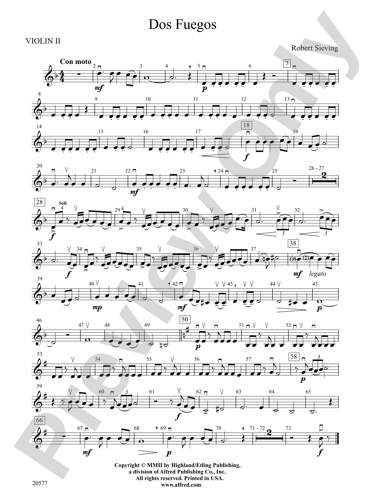 Dos Fuegos: 2nd Violin
