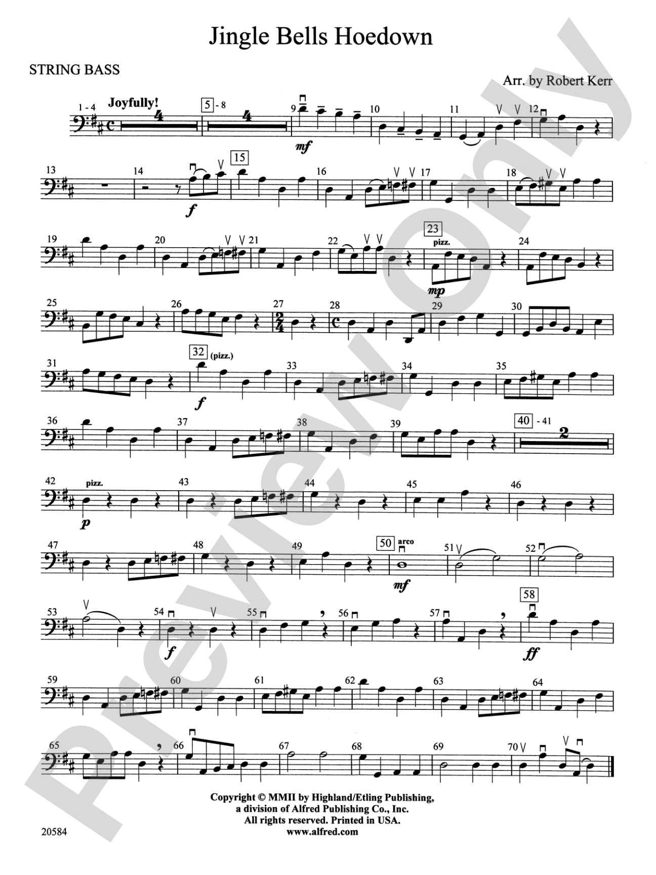 Jingle Bells Hoedown: String Bass