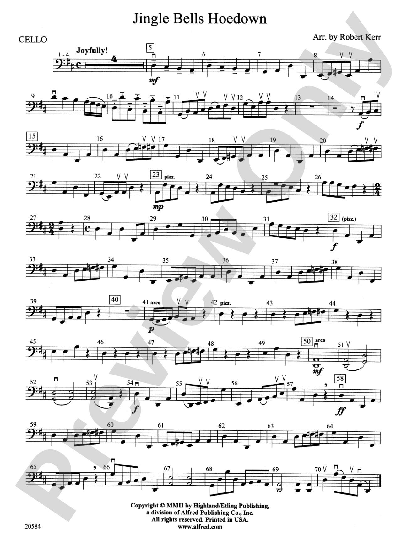 Jingle Bells Hoedown: Cello