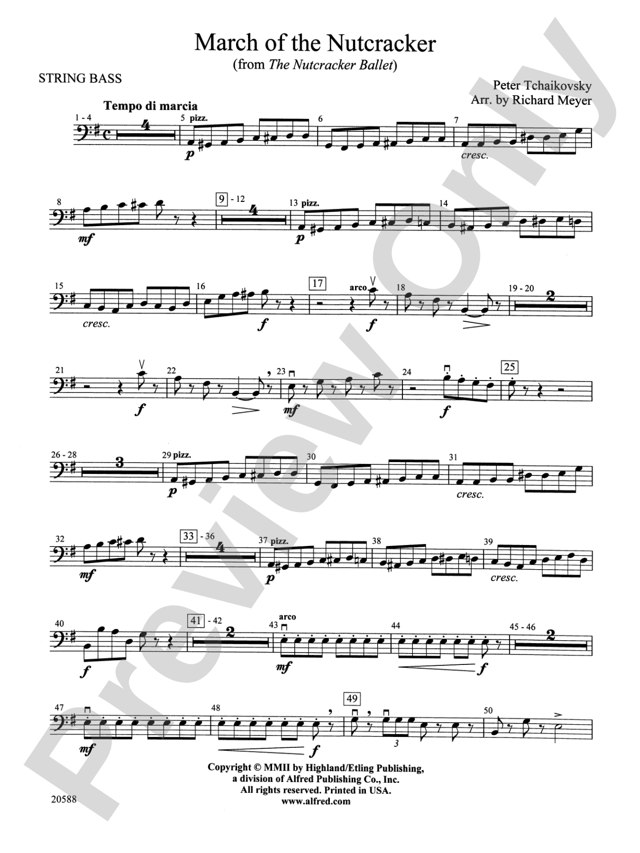 March of the Nutcracker (from The Nutcracker Ballet): String Bass