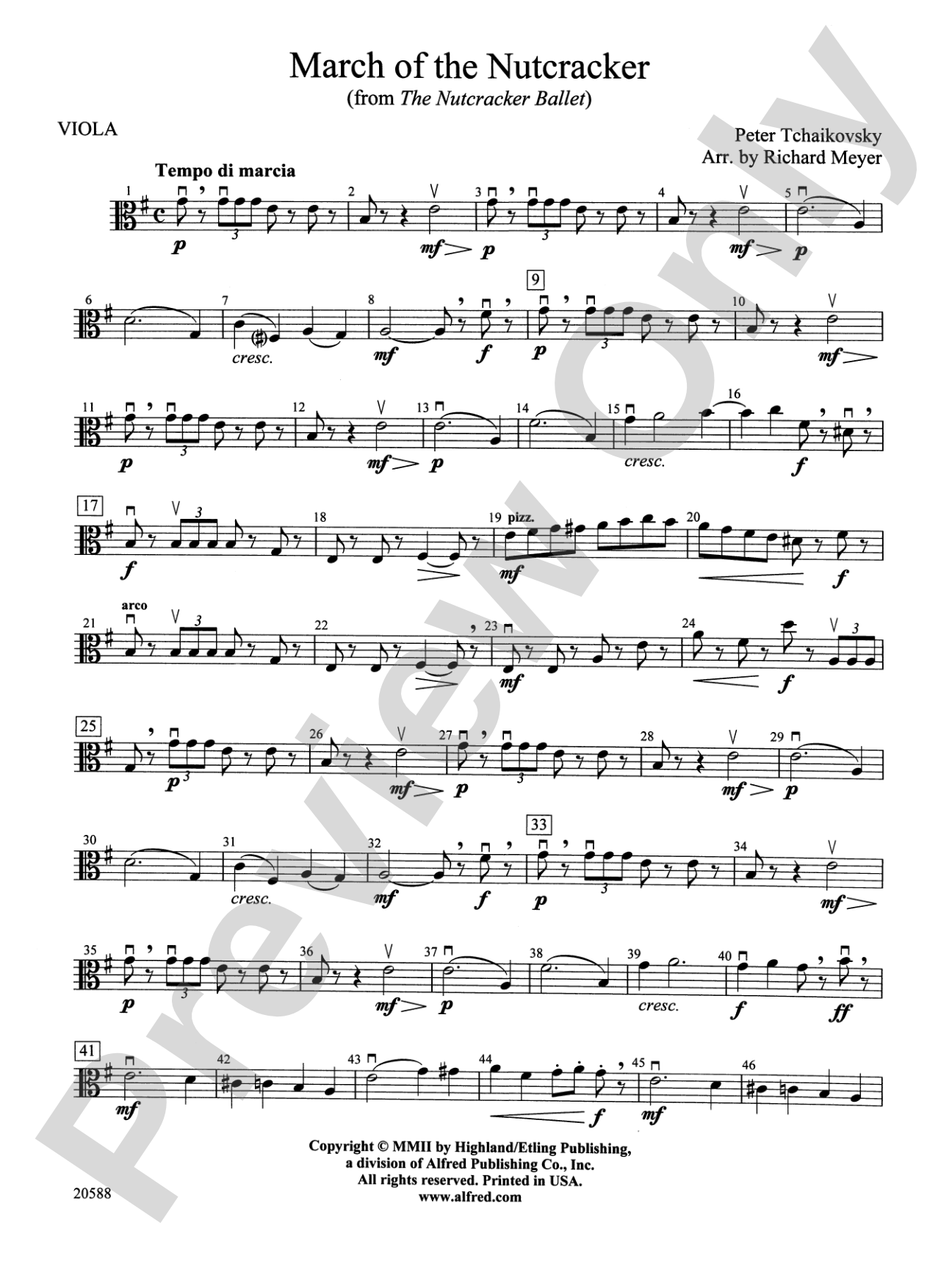 March of the Nutcracker (from The Nutcracker Ballet): Viola