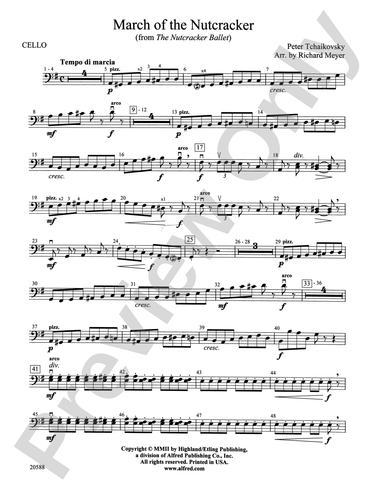 March of the Nutcracker (from The Nutcracker Ballet): Cello