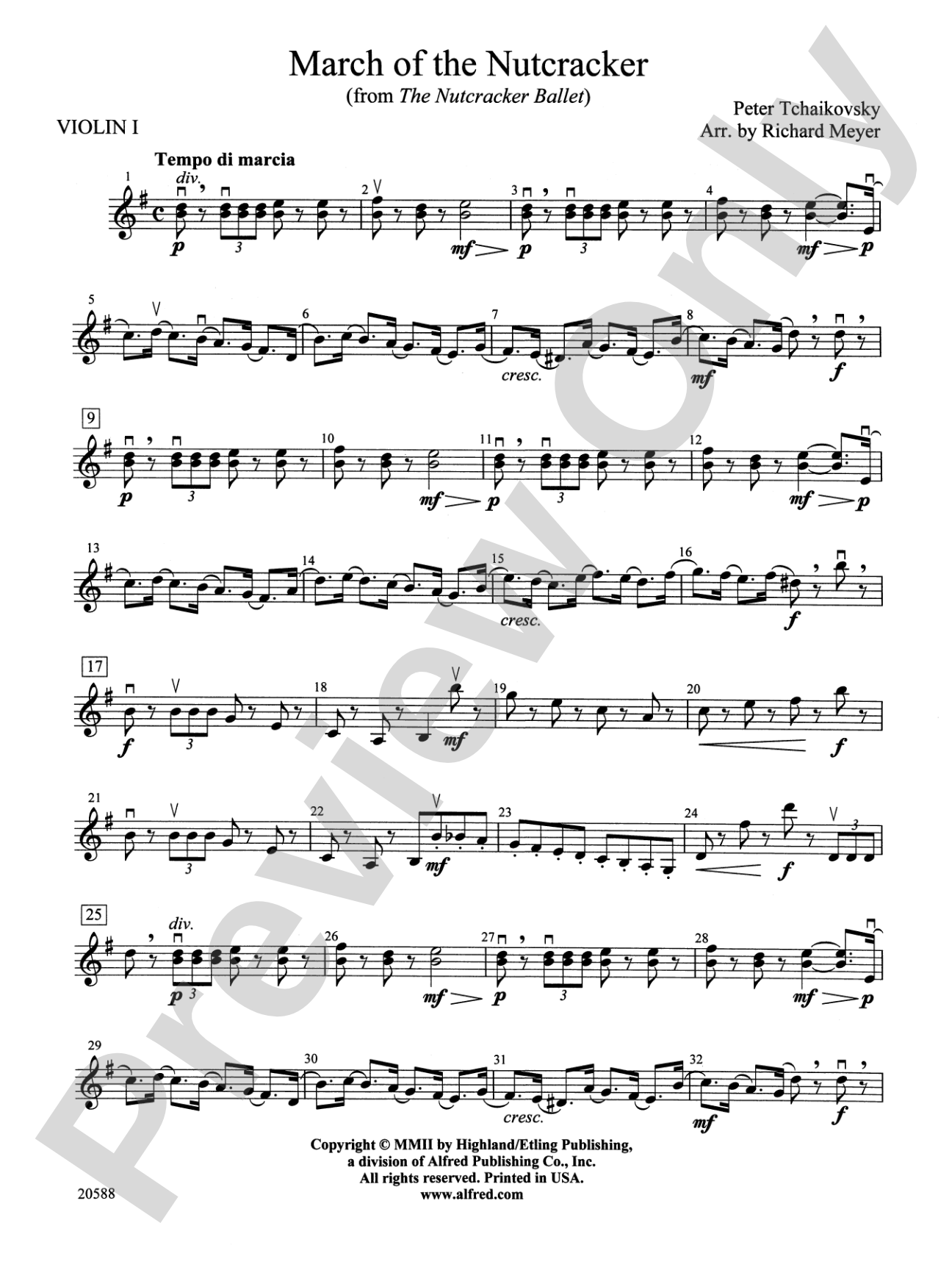 March of the Nutcracker (from The Nutcracker Ballet): 1st Violin