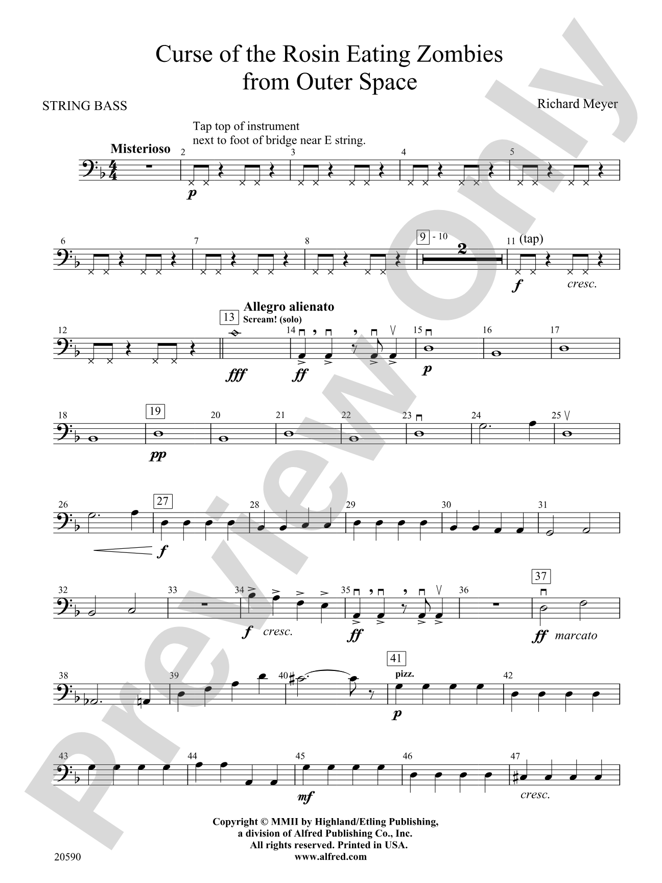 Curse of the Rosin Eating Zombies from Outer Space: String Bass