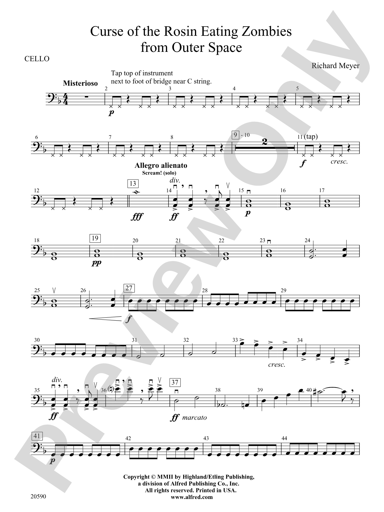 Curse of the Rosin Eating Zombies from Outer Space: Cello