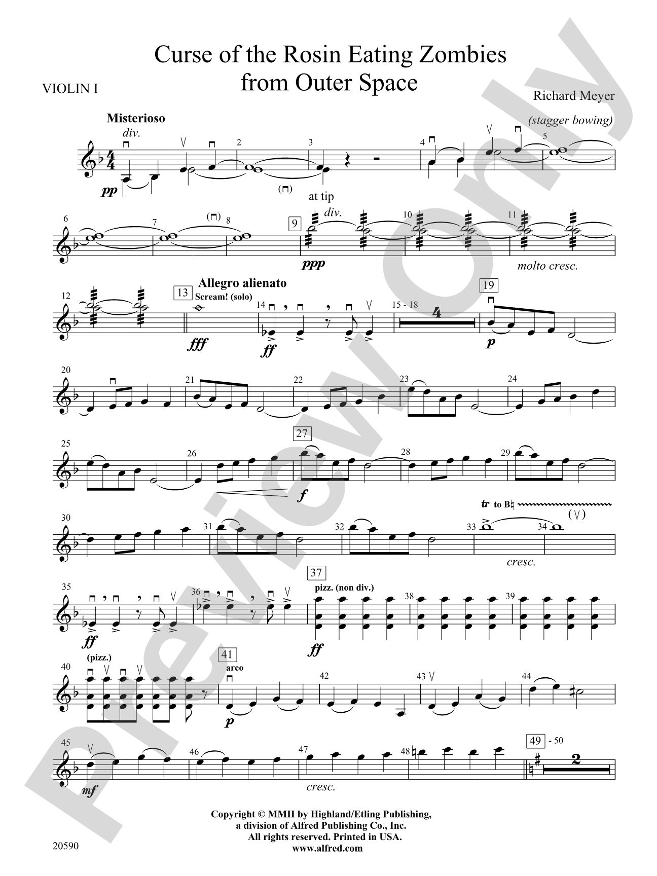 Curse of the Rosin Eating Zombies from Outer Space: 1st Violin