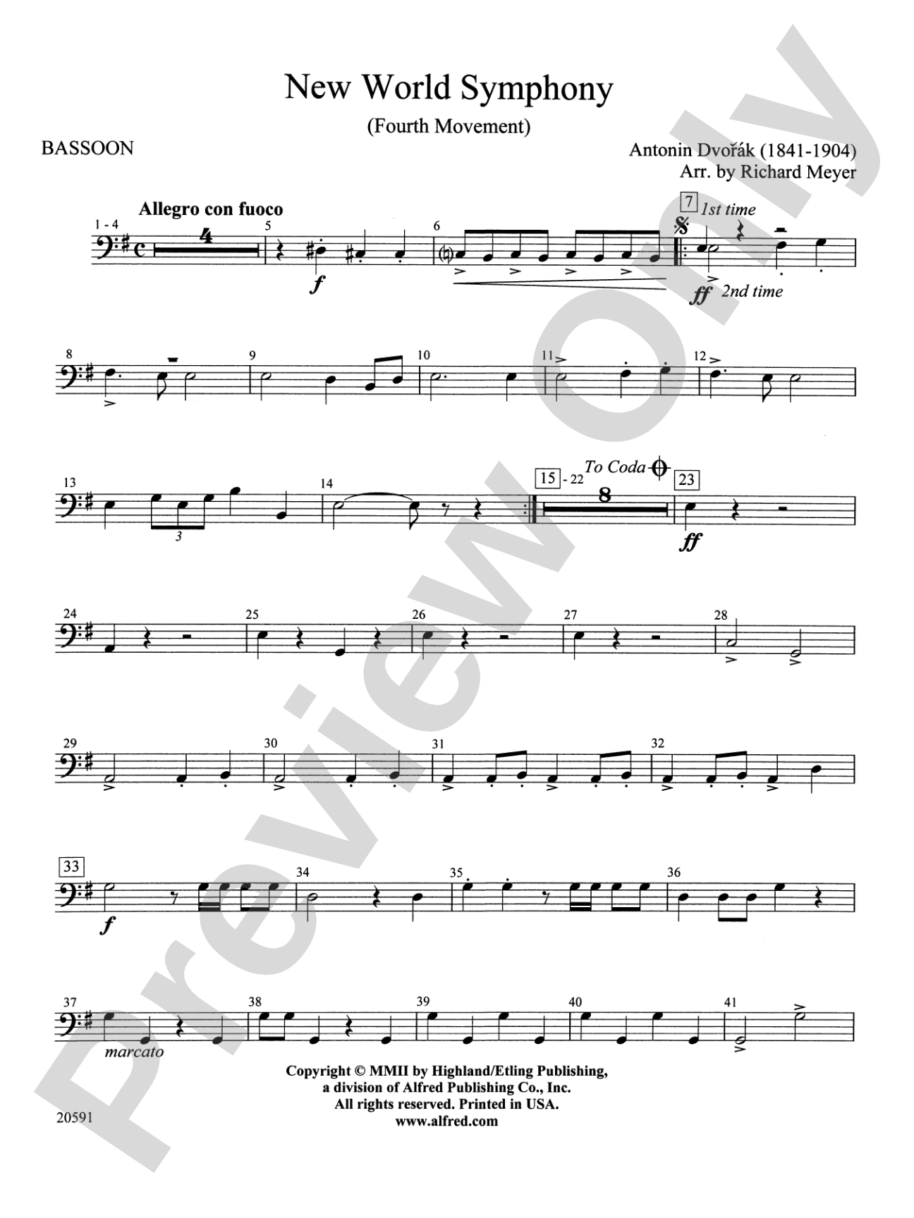 New World Symphony (Fourth Movement): Bassoon