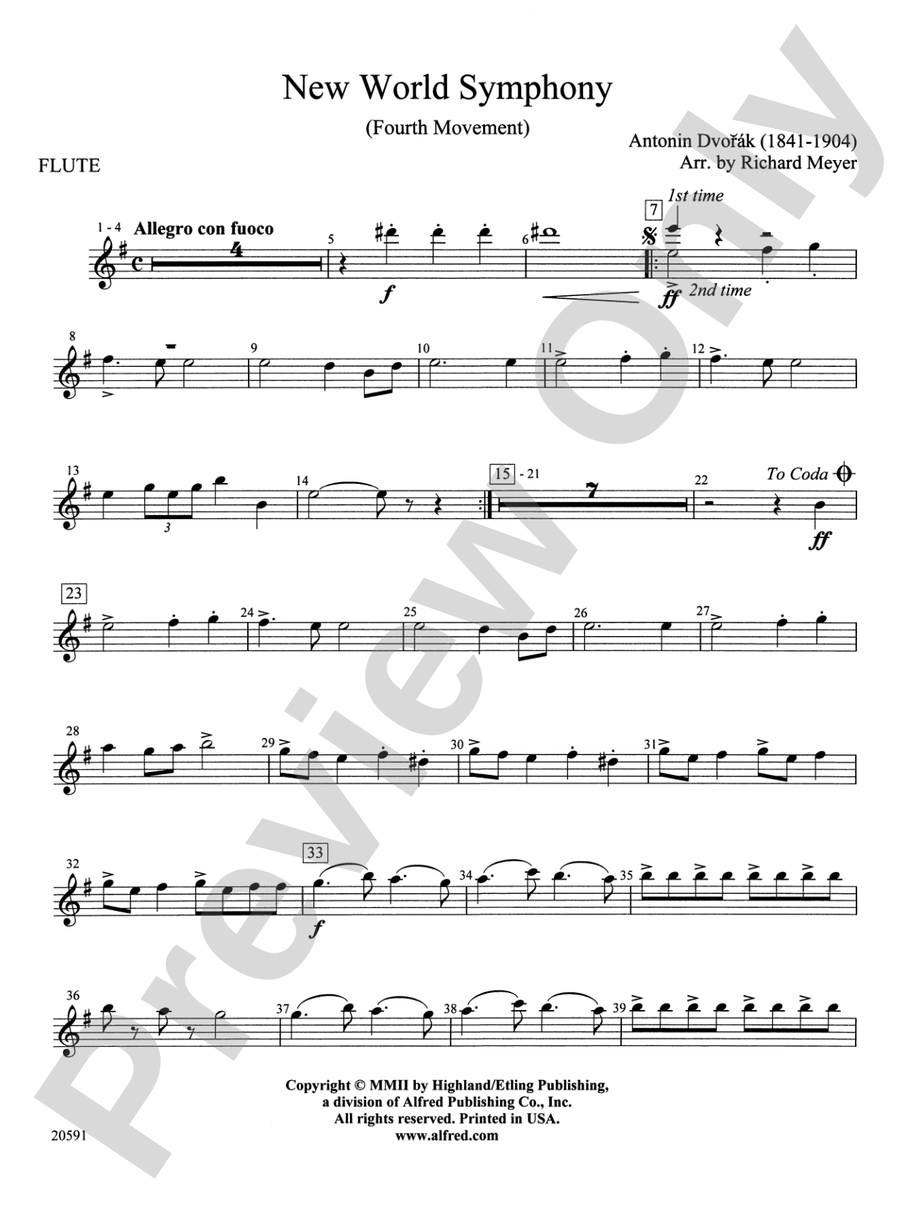 New World Symphony (Fourth Movement): Flute