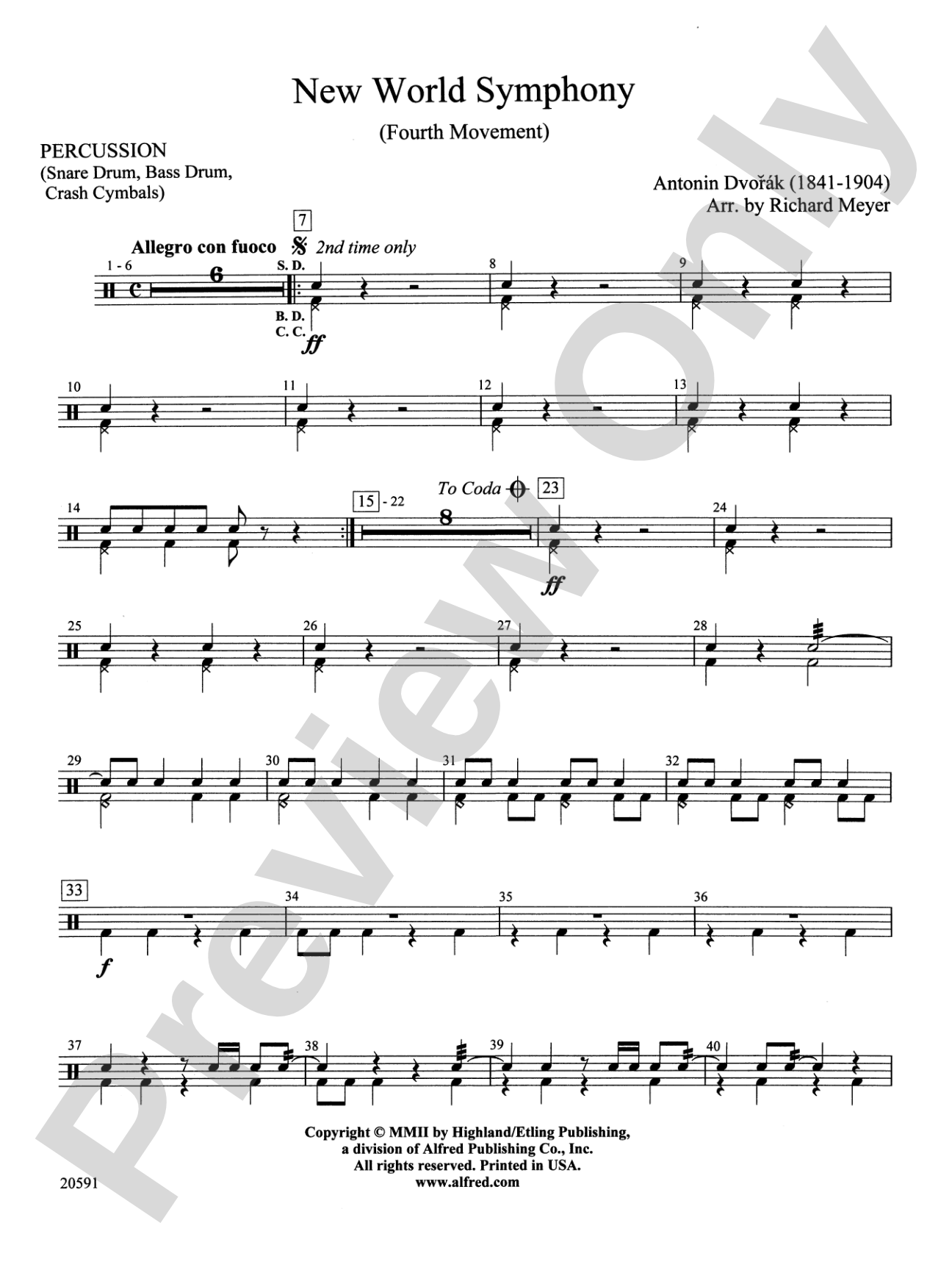 New World Symphony (Fourth Movement): 1st Percussion