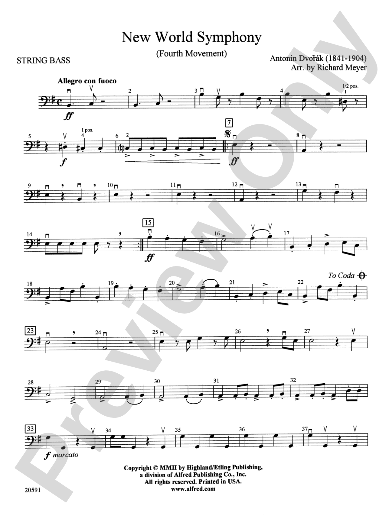 New World Symphony (Fourth Movement): String Bass