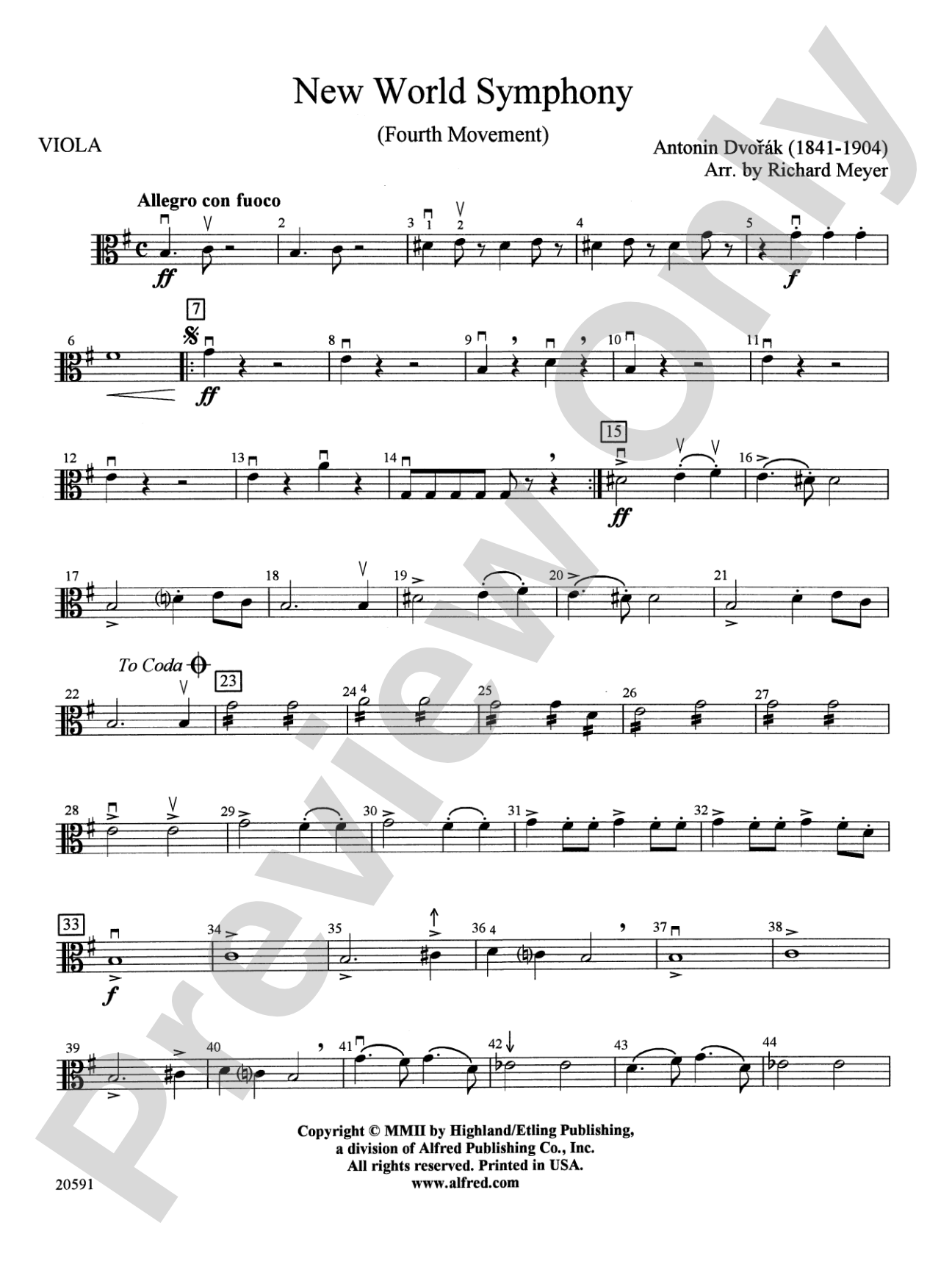 New World Symphony (Fourth Movement): Viola