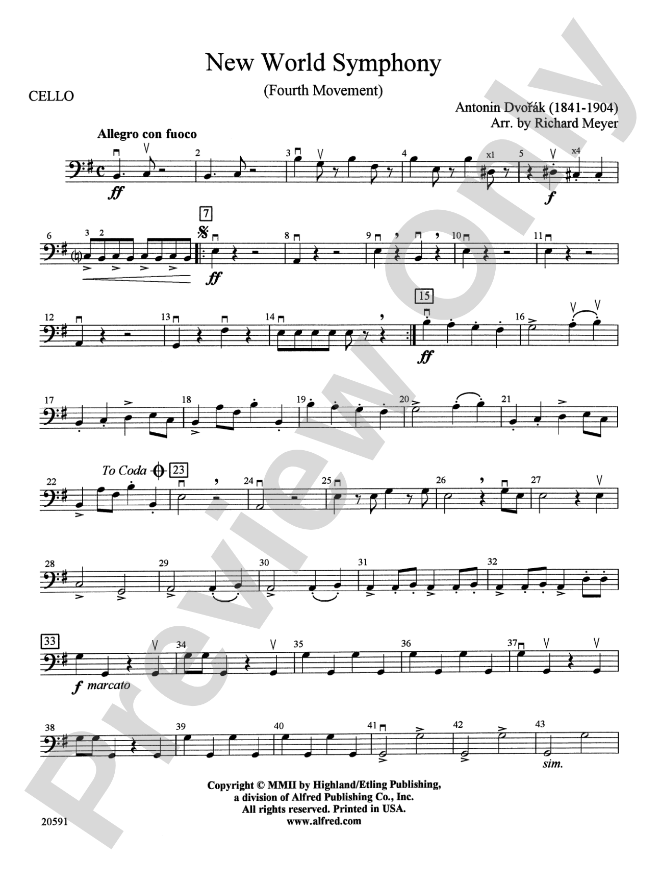 New World Symphony (Fourth Movement): Cello