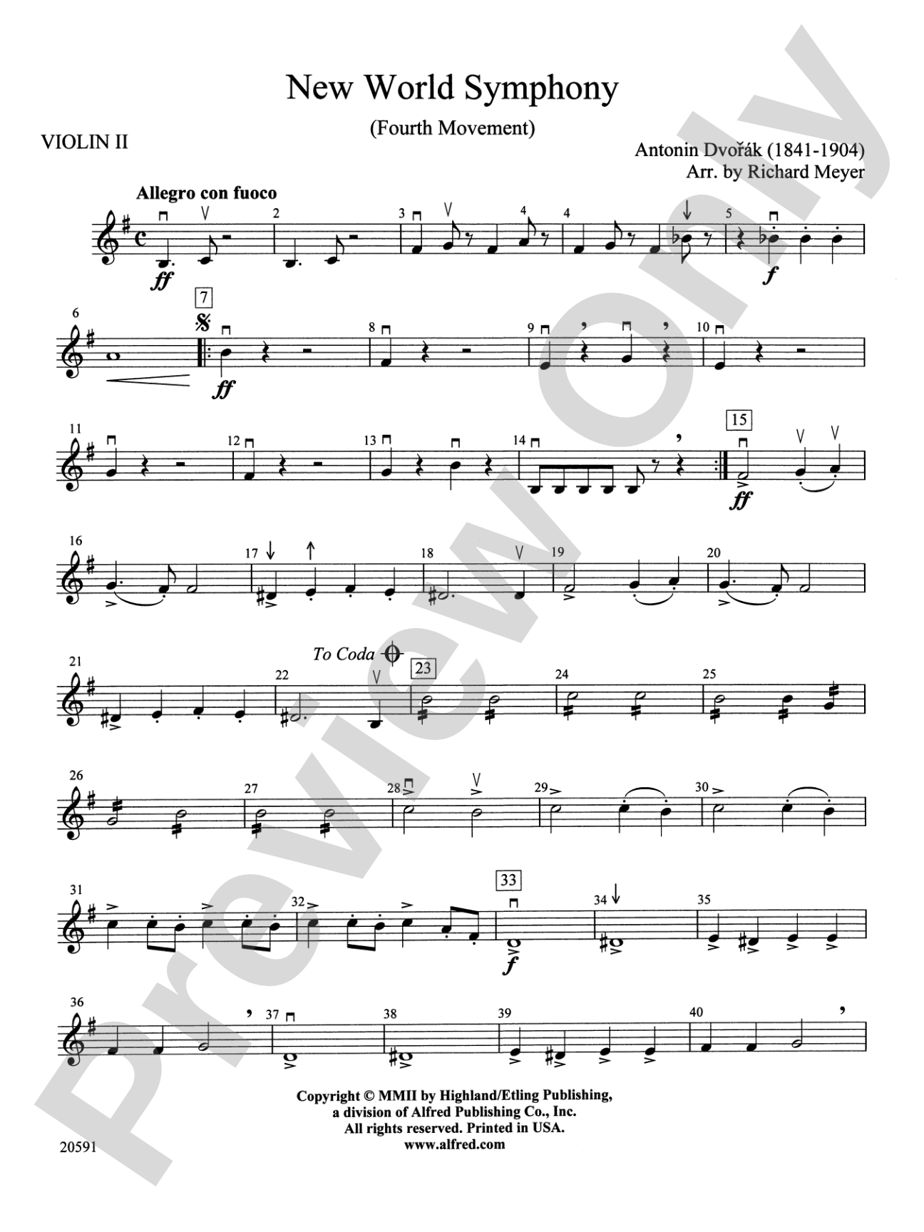 New World Symphony (Fourth Movement): 2nd Violin