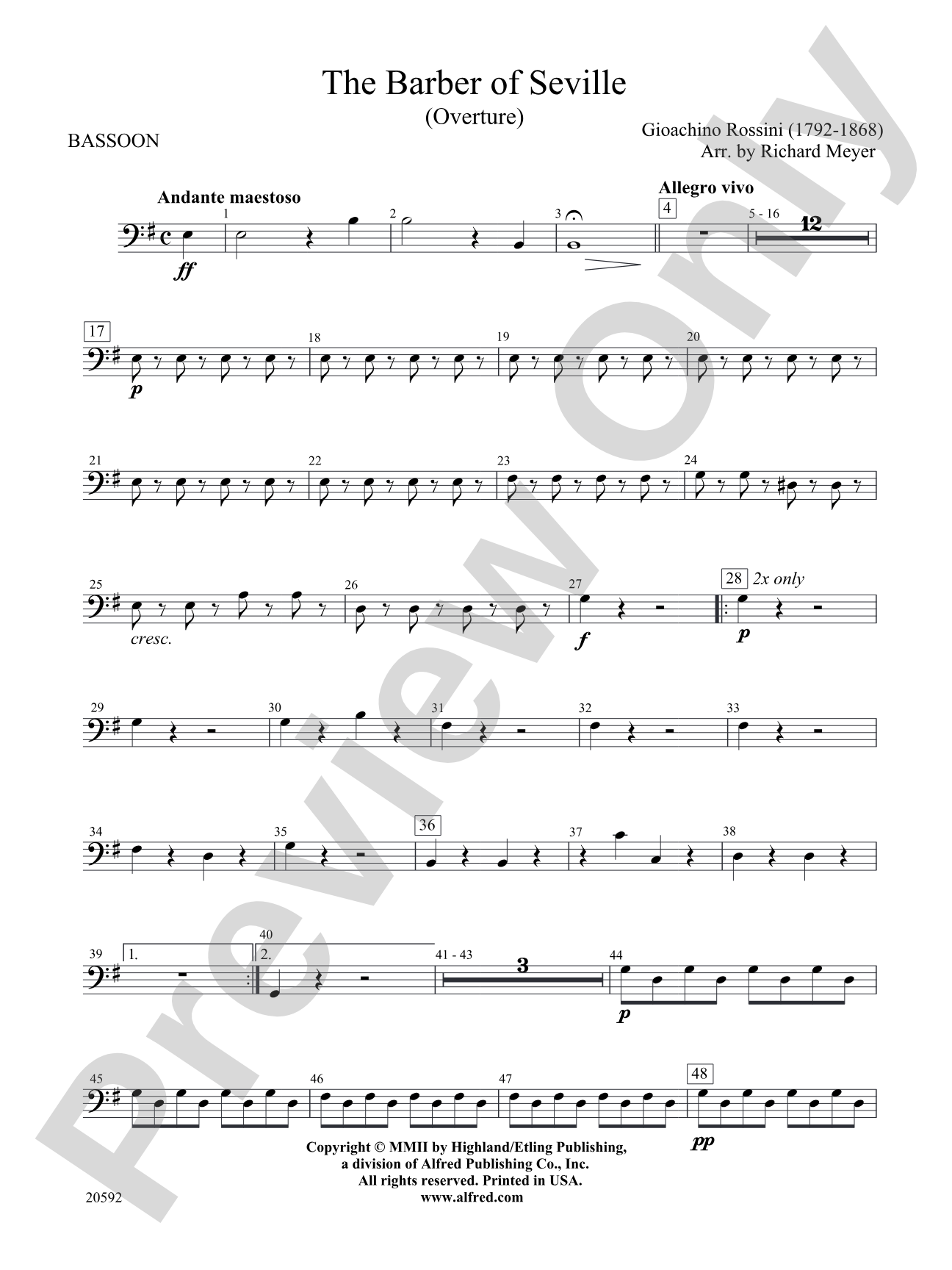 The Barber of Seville (Overture): Bassoon
