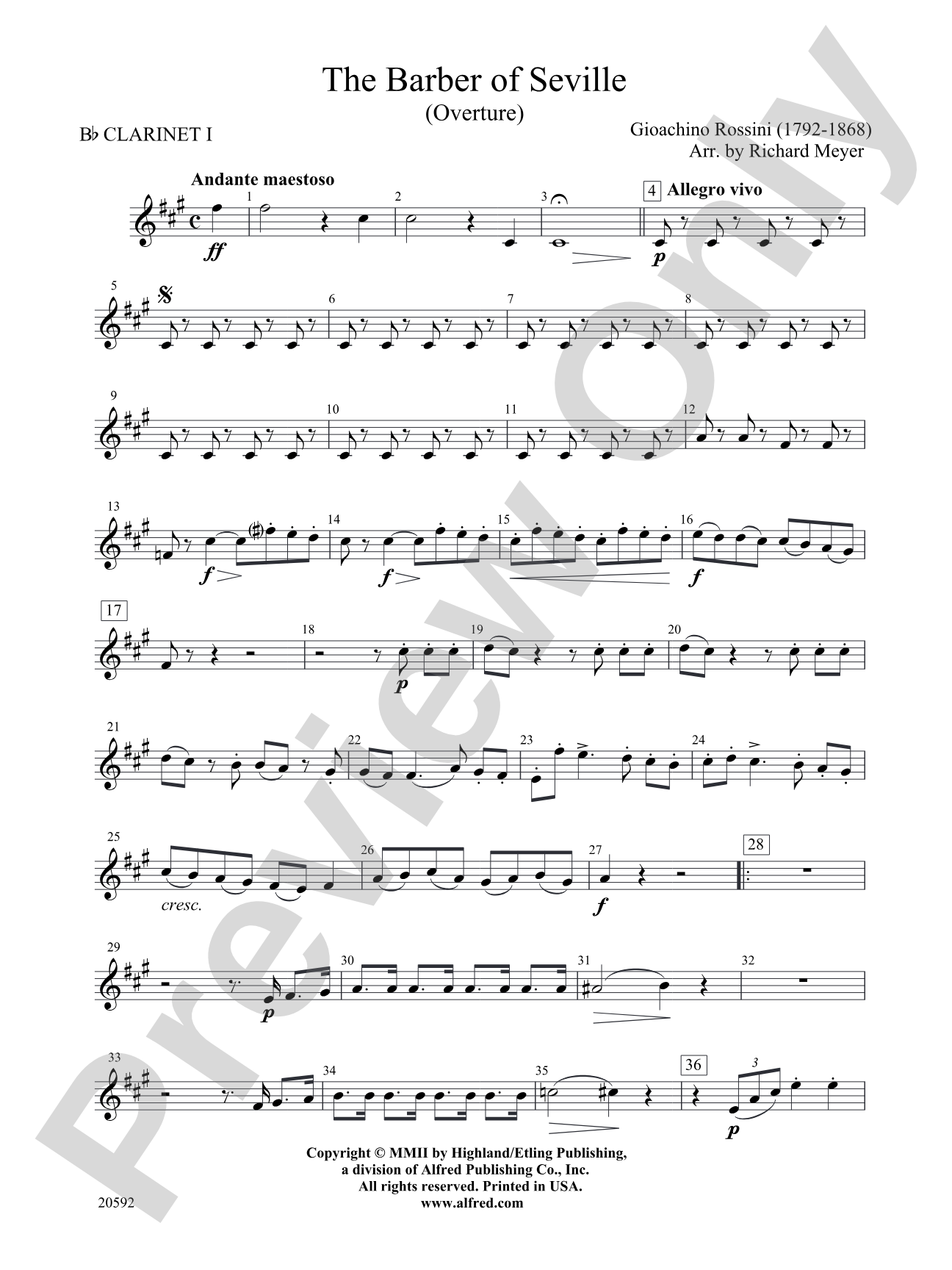 The Barber of Seville (Overture): 1st B-flat Clarinet