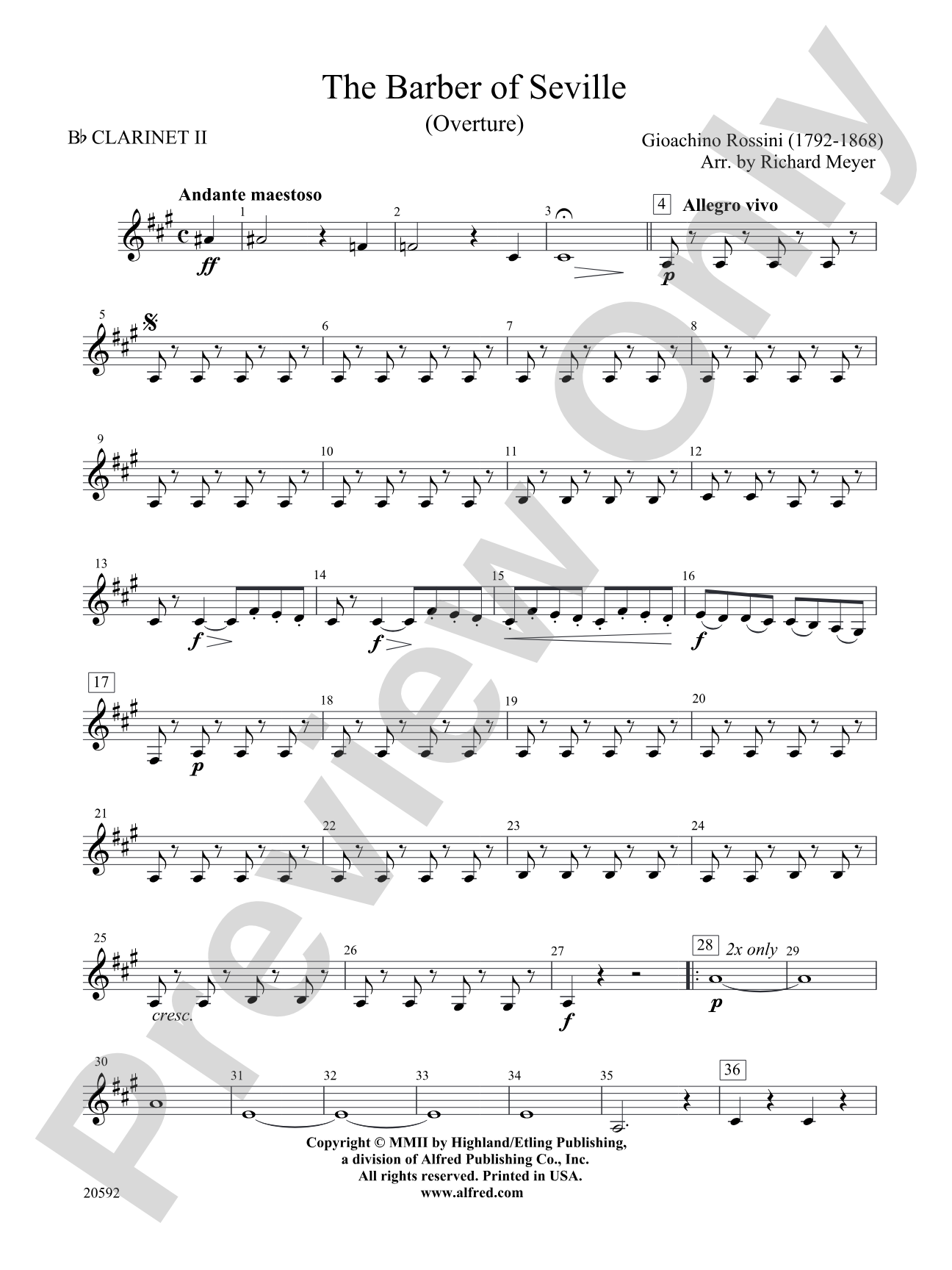 The Barber of Seville (Overture): 2nd B-flat Clarinet