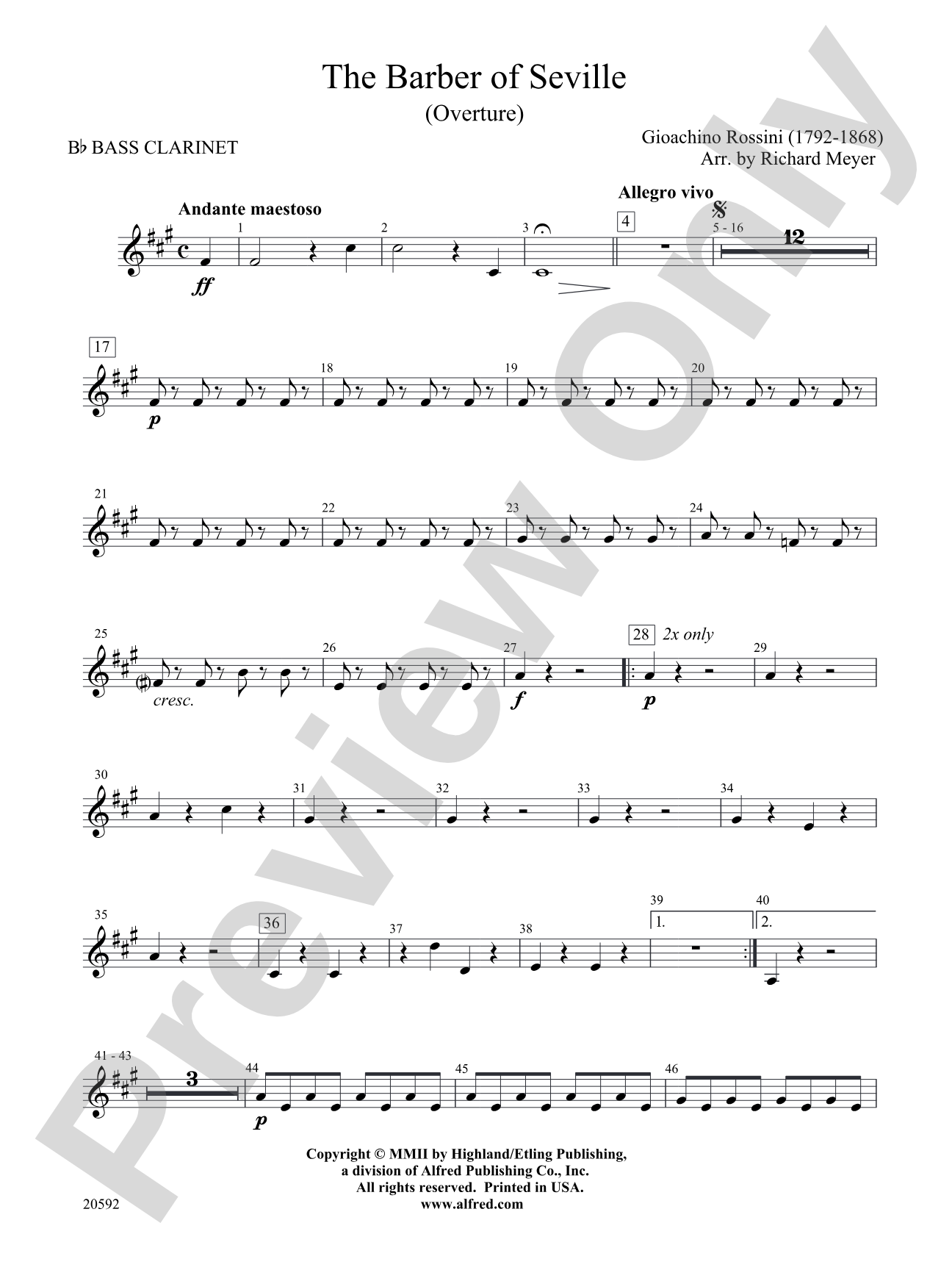 The Barber of Seville (Overture): B-flat Bass Clarinet