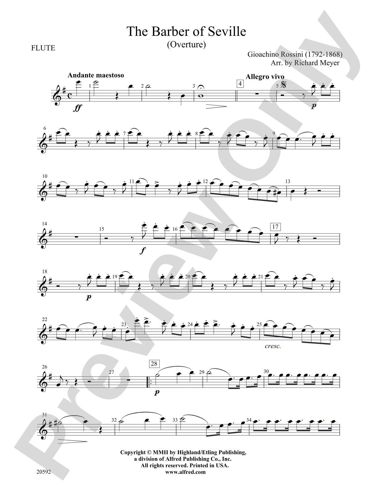 The Barber of Seville (Overture): Flute