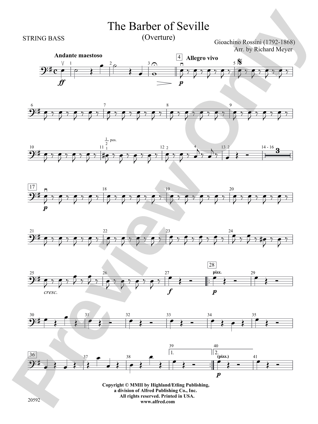 The Barber of Seville (Overture): String Bass
