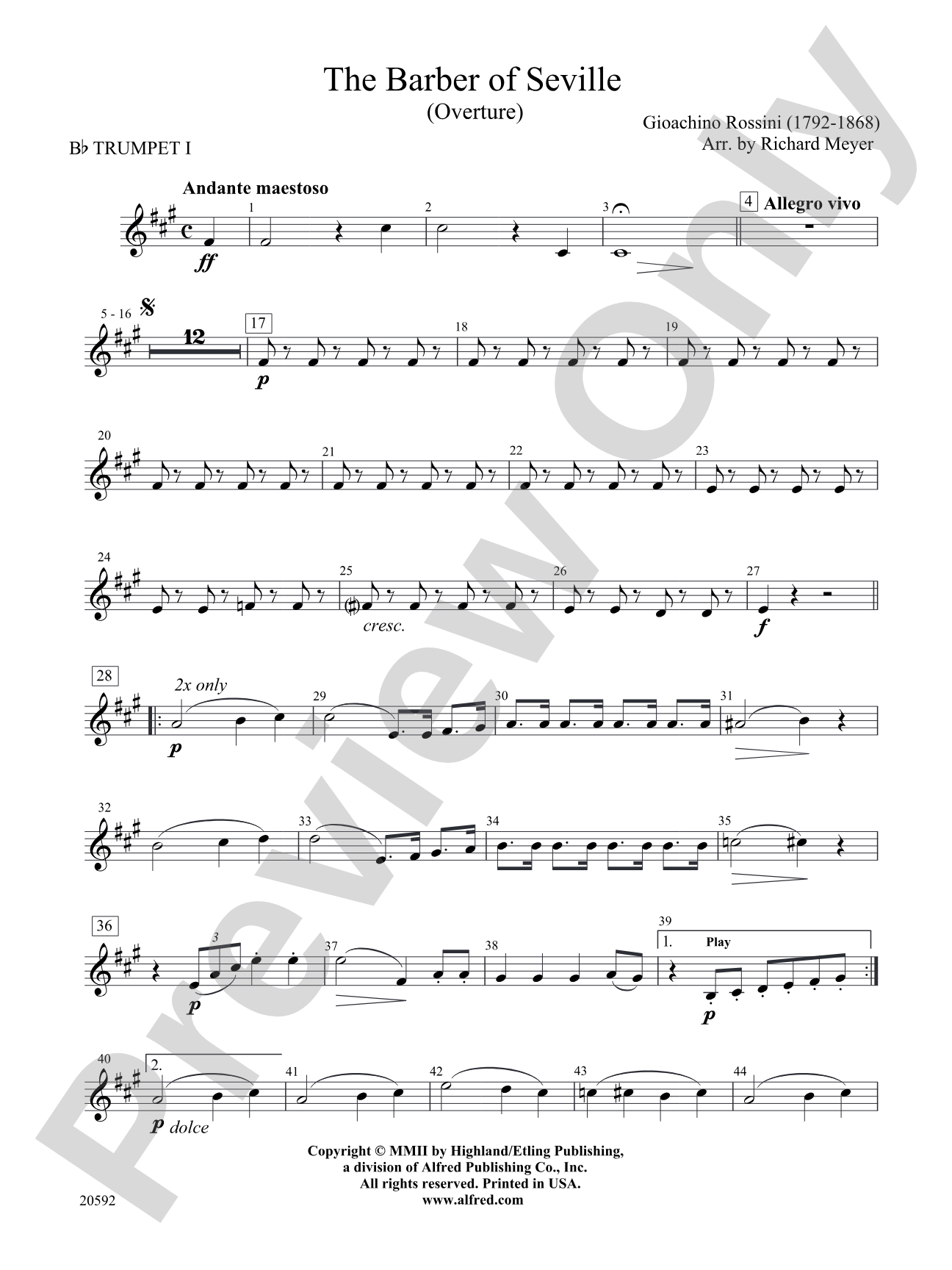 The Barber of Seville (Overture): 1st B-flat Trumpet