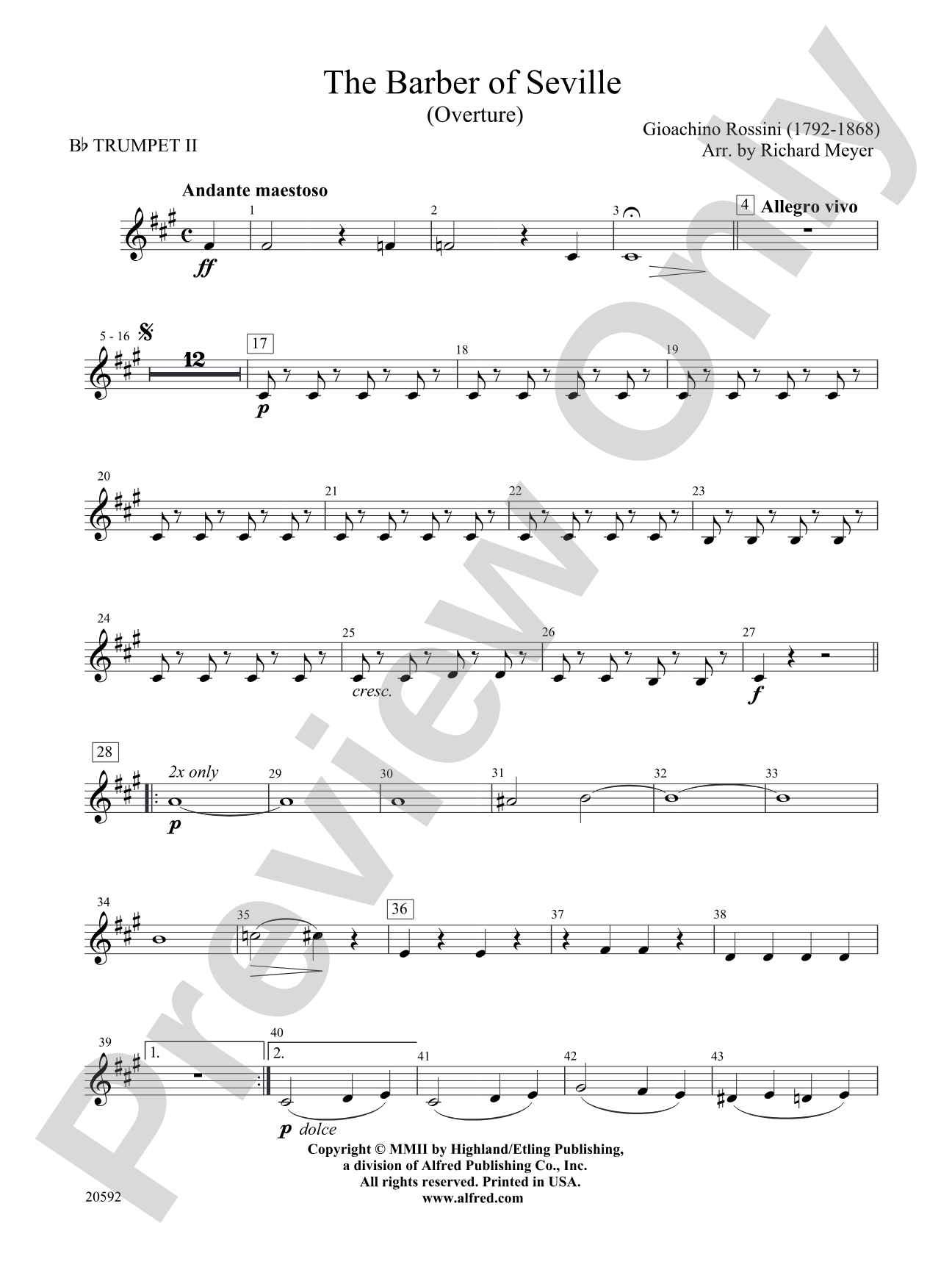 The Barber of Seville (Overture): 2nd B-flat Trumpet