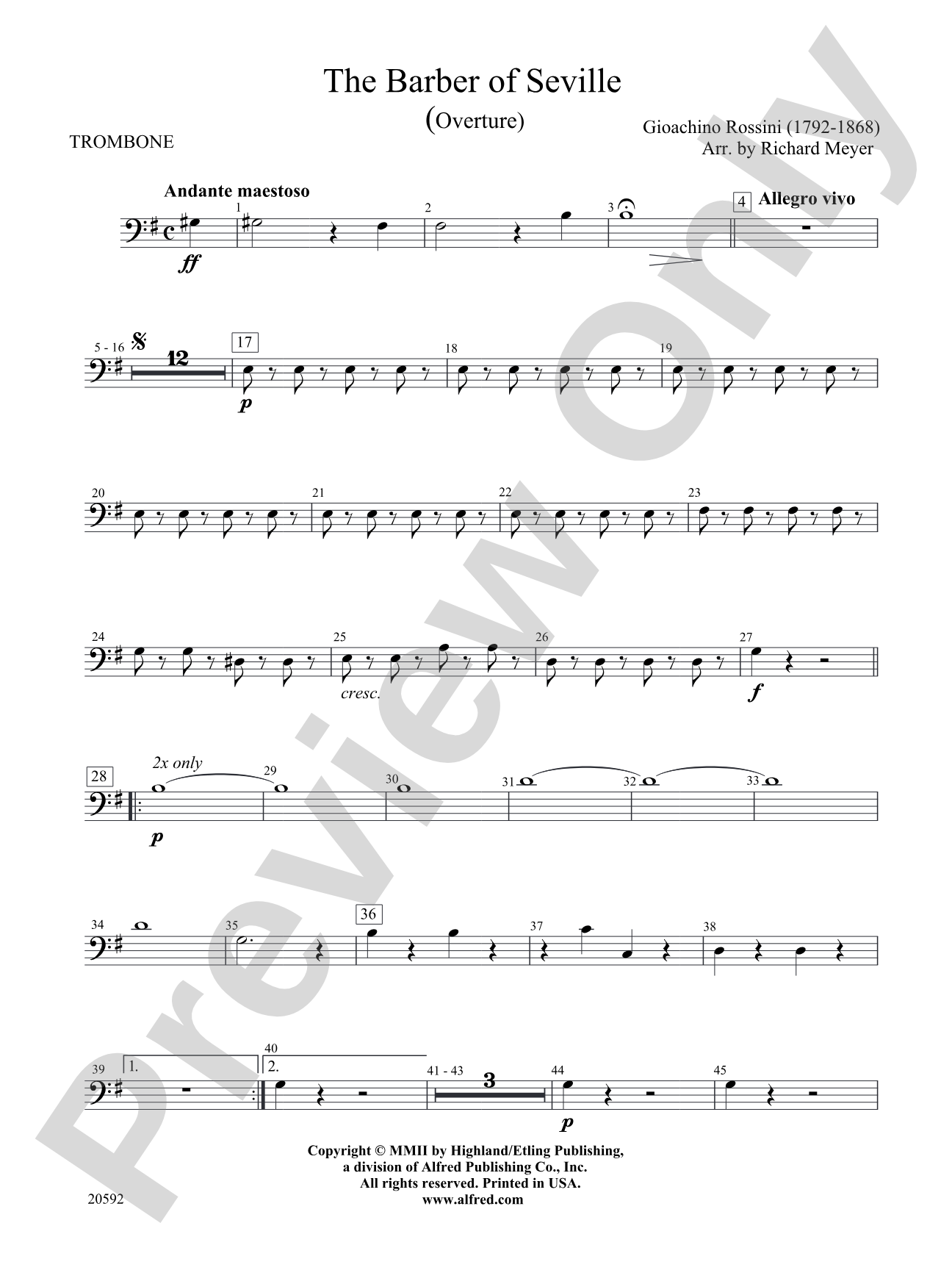The Barber of Seville (Overture): 1st Trombone