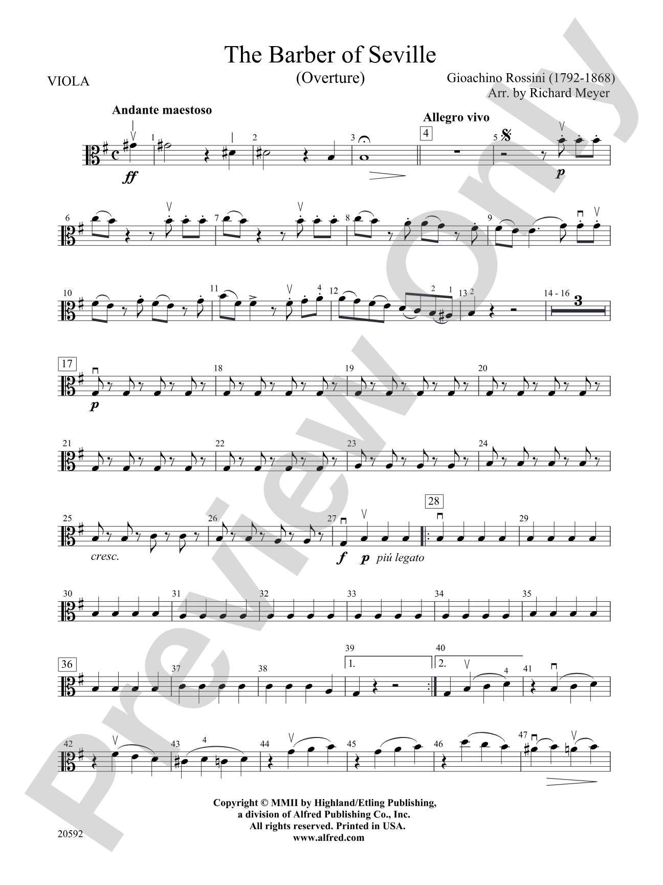 The Barber of Seville (Overture): Viola