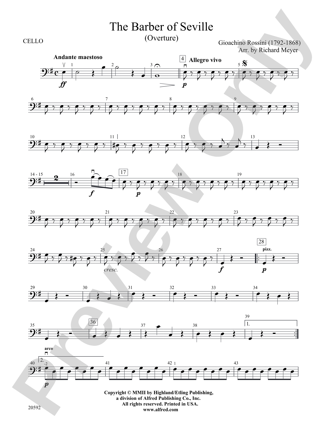 The Barber of Seville (Overture): Cello
