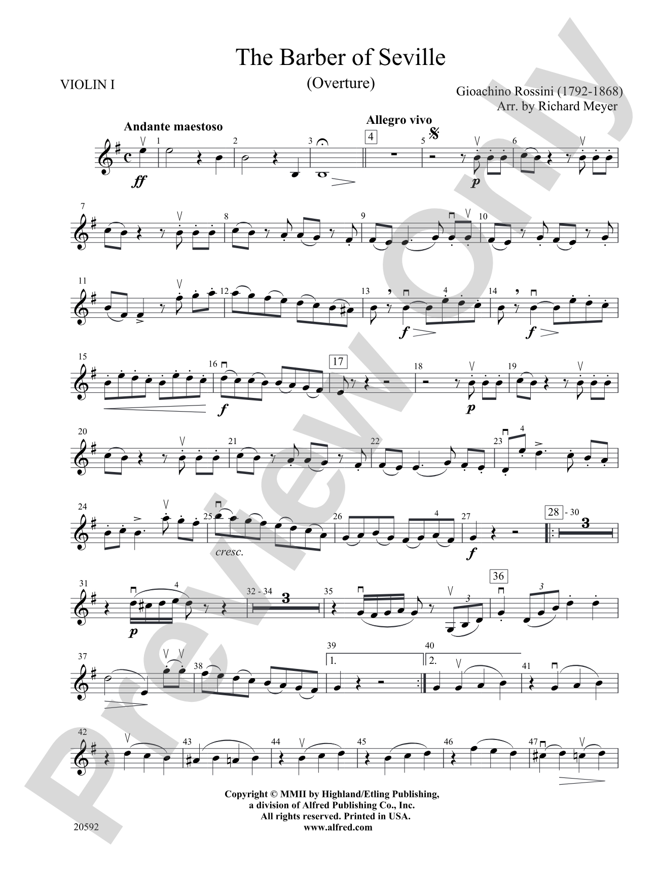 The Barber of Seville (Overture): 1st Violin