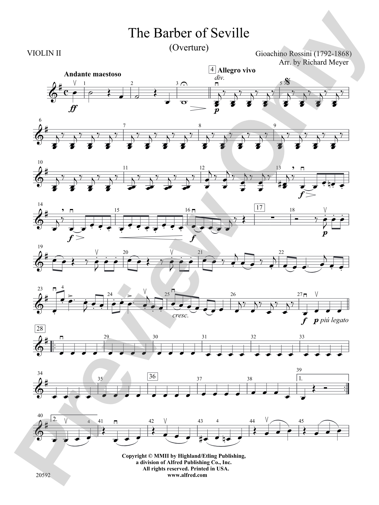 The Barber of Seville (Overture): 2nd Violin