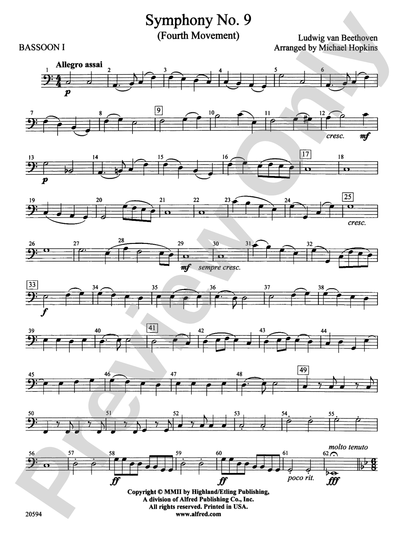 Symphony No. 9 (Fourth Movement): Bassoon